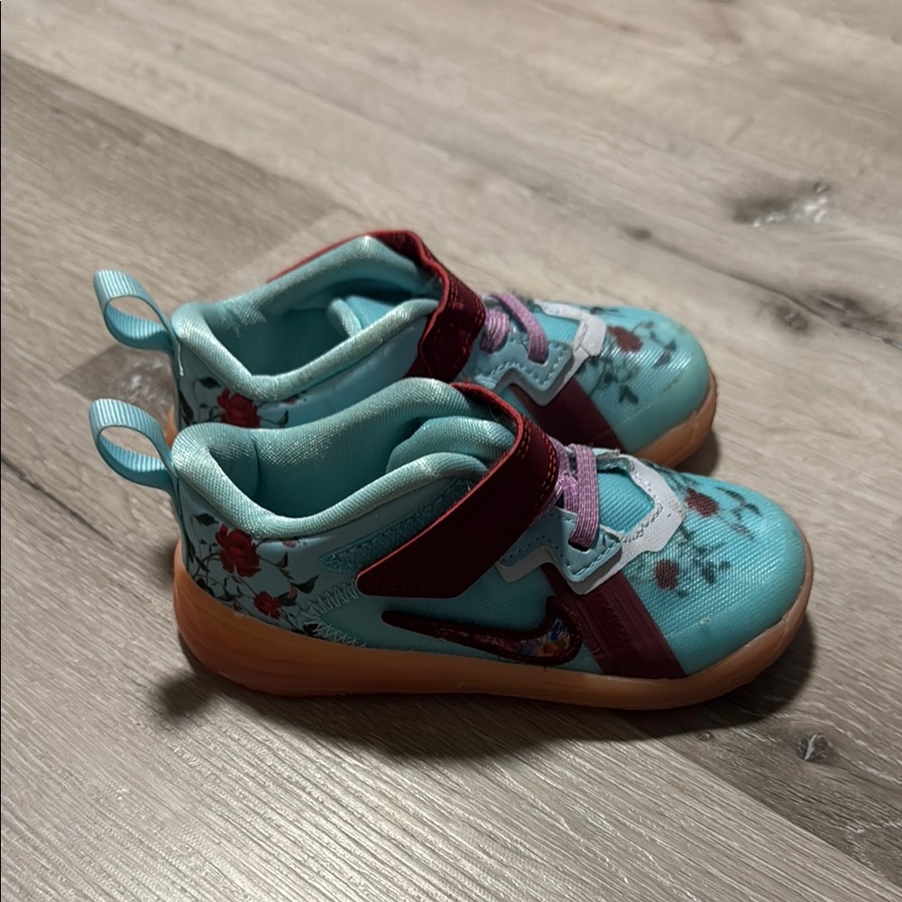 Kids Floral Sneakers - Blue and Red